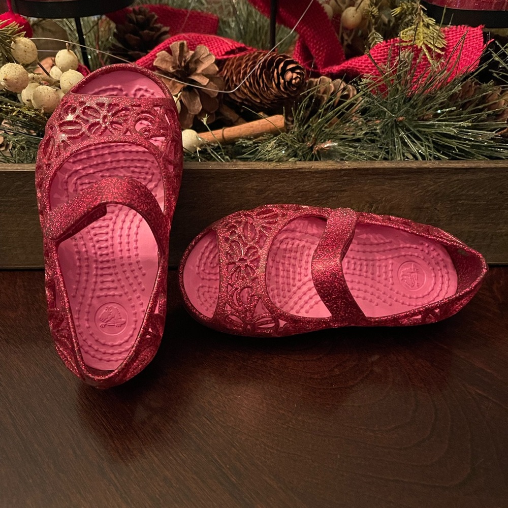 Crocs Pink Glitter Toddler Sandals size C6